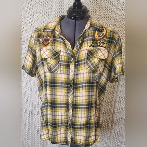 Genuine Harley Davidson shirt snap buttons women's Large 100% cotton
